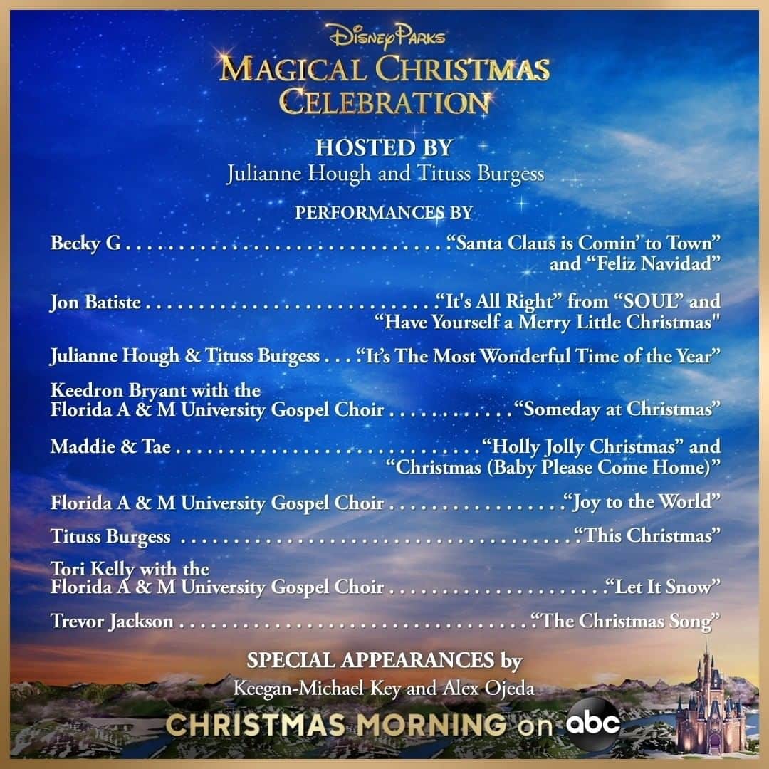 アメリカン・ブロードキャスティング・カンパニーのインスタグラム：「All I want for Christmas is...this amazing line up of performances! We're getting into the holiday spirit with the #DisneyChristmasCelebration!」