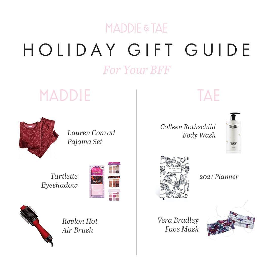 Maddie & Taeのインスタグラム：「Has anyone NOT finished their Christmas shopping yet? We got you! Here are a few gift guides with ideas on what to get for Mom, Dad, Hubby, and your BFF! Shop them all at the link in our bio. 🎁❤️」