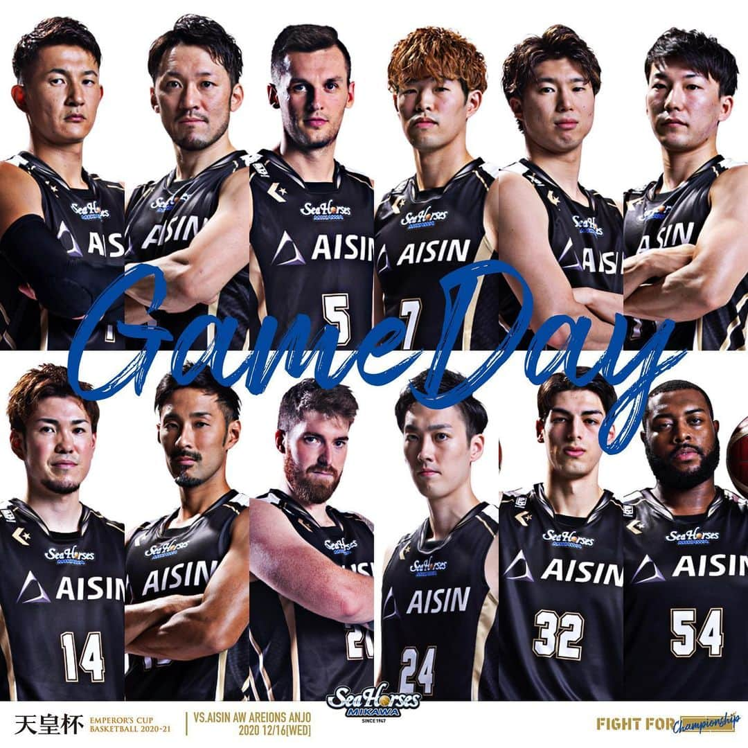 シーホース三河さんのインスタグラム写真 - (シーホース三河Instagram)「GAME DAY🌊🐴  #天皇杯🏆 19:00 TIP-OFF🏀 vs.#アイシンAWアレイオンズ安城  「共に頂点へ」 青く染まったホームアリーナで戦います🔥  「バスケットLIVE」でライブ配信📲 https://basketball.mb.softbank.jp/lives/101591?utm_source=club&utm_medium=go-seahorses&utm_campaign=145  #fightfor_ #シーホース三河 #Bリーグ」12月16日 10時22分 - go_seahorses