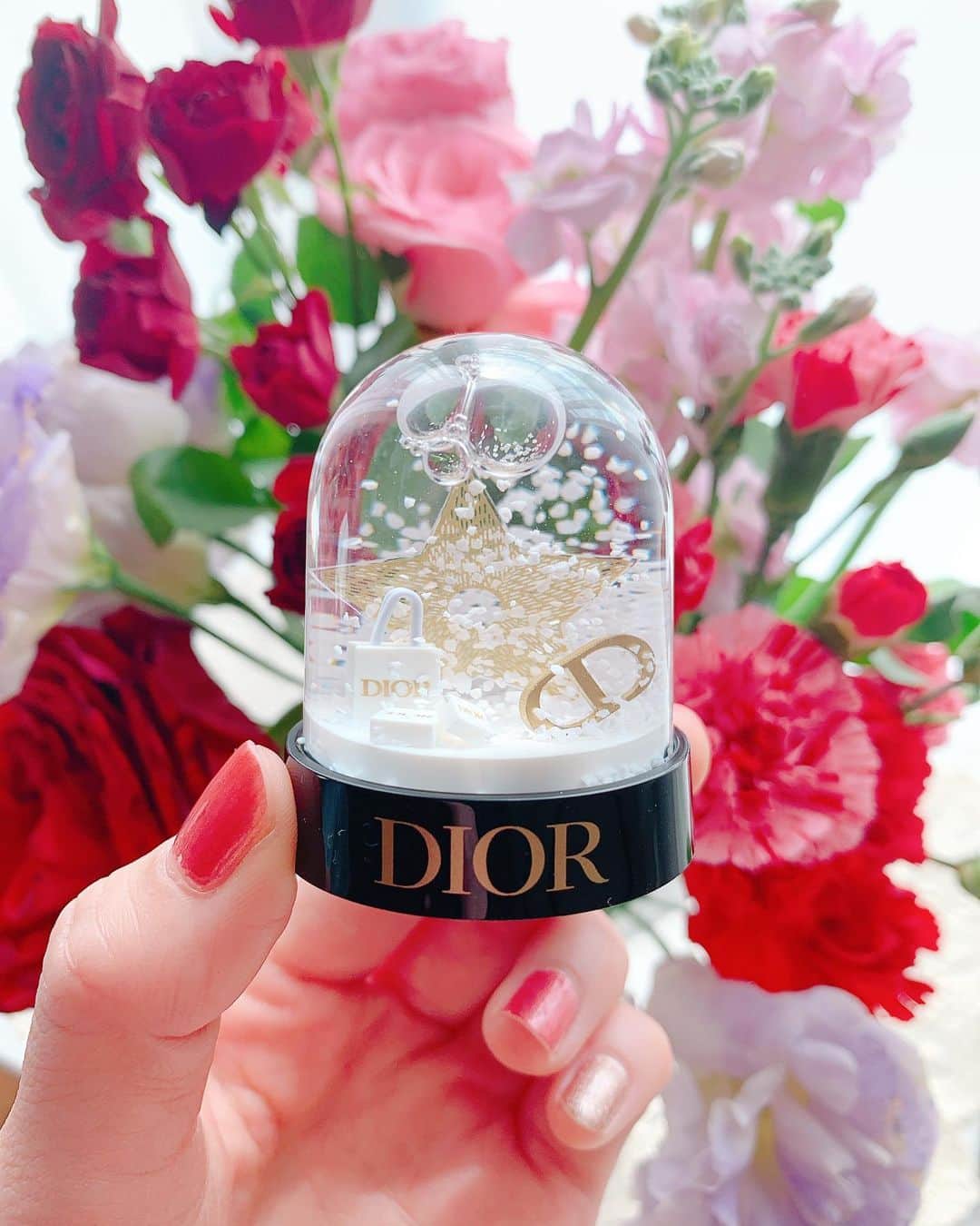 沢井里奈さんのインスタグラム写真 - (沢井里奈Instagram)「⠀ ⠀ Dior 🌹🤍 　 🤎サンク クルール クチュール 689 ミッツァ 発色が良くて、ラメが上品🥺💕💕 　 🎄ヴェルニ ディオリフィック 767 レッド ワンダーズ (クリスマス コレクション 2020限定品) 絶妙な赤ピンクの色味が可愛い❤️✨ 　 ノベルティのスノードームも ミニサイズで可愛かった⛄❄ 　 　 #dior #さわーコスメ」12月16日 20時42分 - sawairina