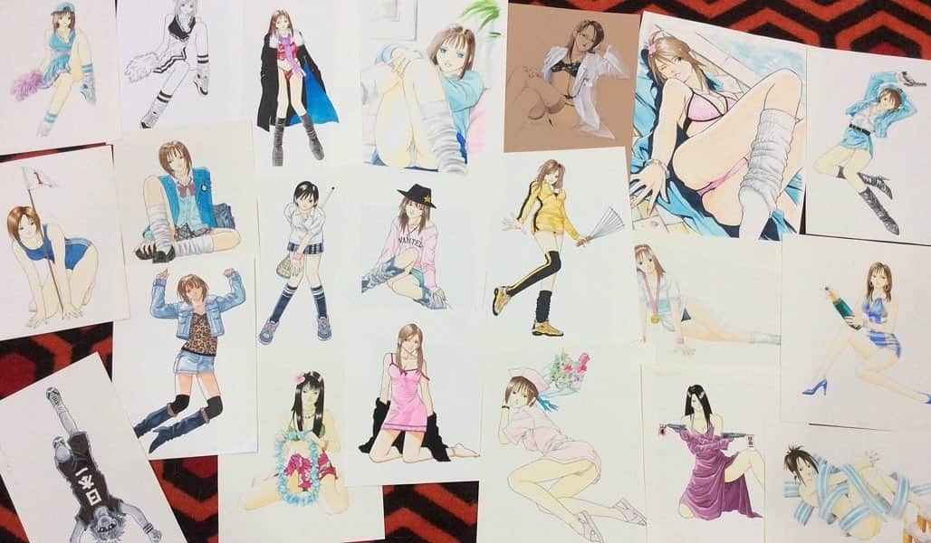 のインスタグラム：「10月の個展に来てくれた元担当さんに「日本一の単行本の表紙絵が戻って来てないんです」と相談したら、その後編集部で発掘してくれました。どうもありがとう！  来年の個展でスペースがあれば、これらも展示販売します（雅）  #manga #mangaart #comic #art #artwork #illustration #japan #喜国雅彦 #日本一の男の魂 #懐かしの #ヤングサンデー連載作品 #来年の個展で #よろしくお願いします」