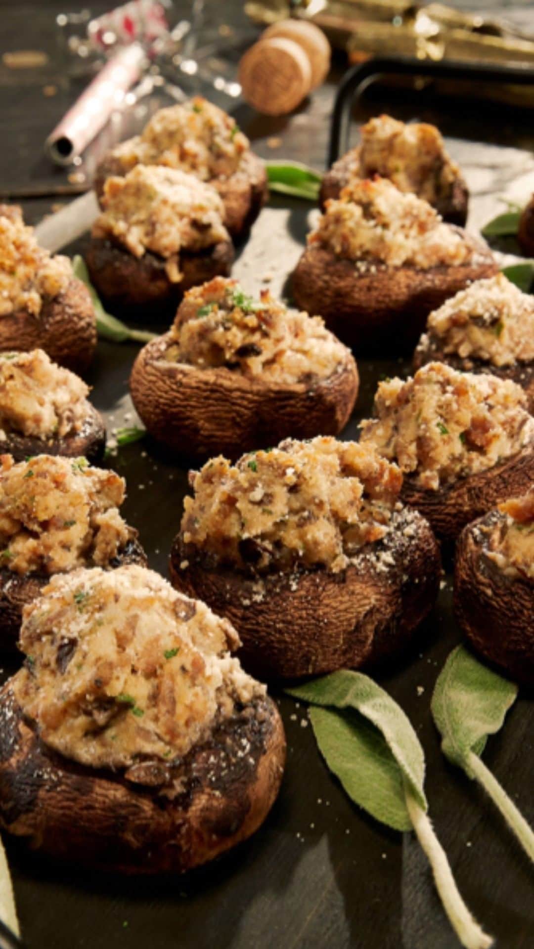 ジョンソンヴィルのインスタグラム：「Sausage Stuffed Mushrooms might be our favorite part of any holiday menu. This recipe doubles as an appetizer and a gift. It’s THAT good. Festive and savory with every bite, you'll crave 'em into the new year.」