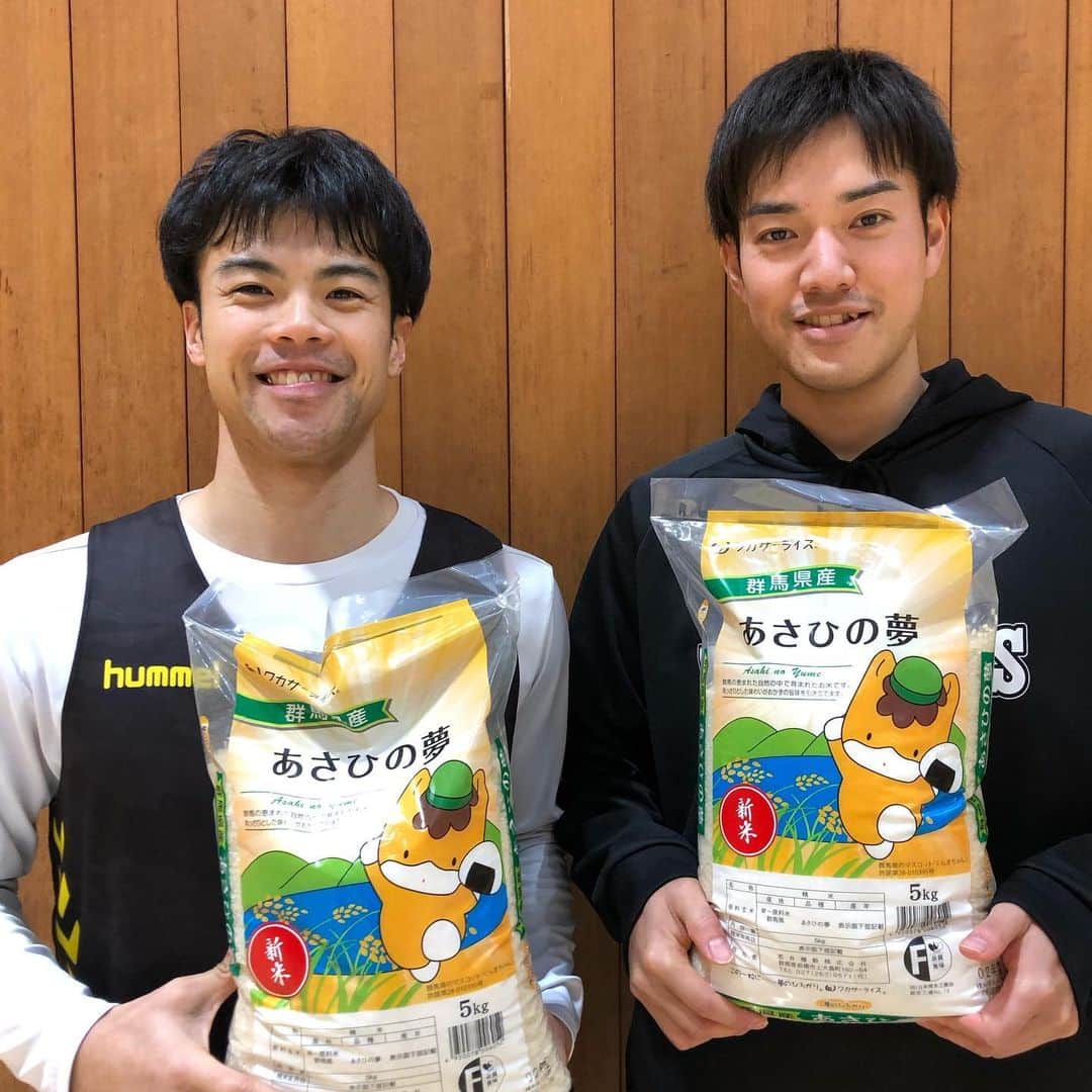 のインスタグラム：「#シェアさと納税　 返礼品🌾届きました😊 選手もとても喜んでおります‼️ ありがとうございます🙏  #群馬クレインサンダーズ」