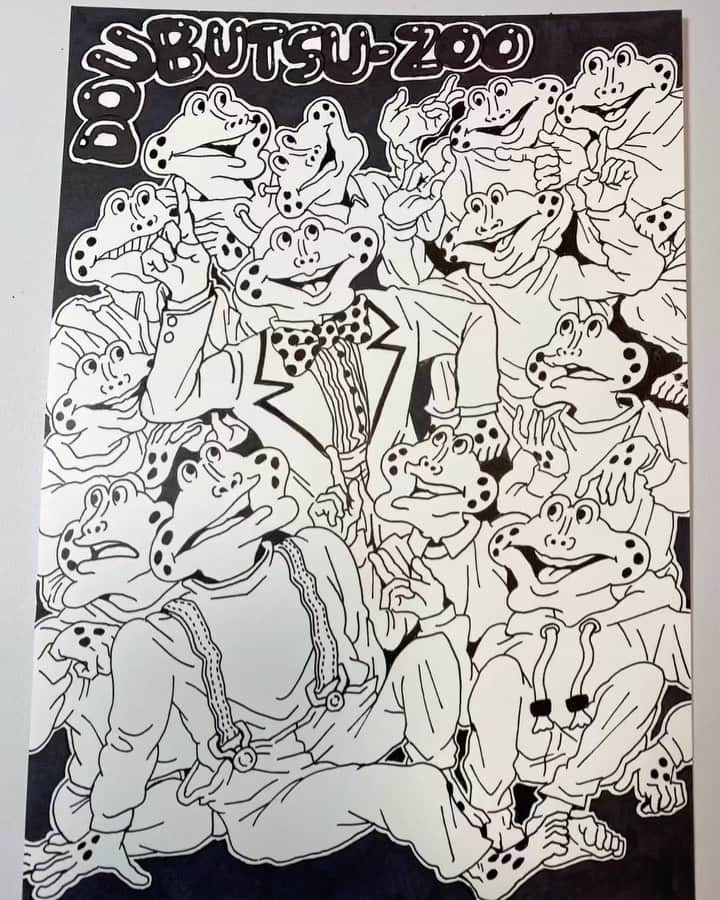 きくちゆうきのインスタグラム：「絵🐸を描いてるところ  #どうぶつーズ #doubutsuzoo」
