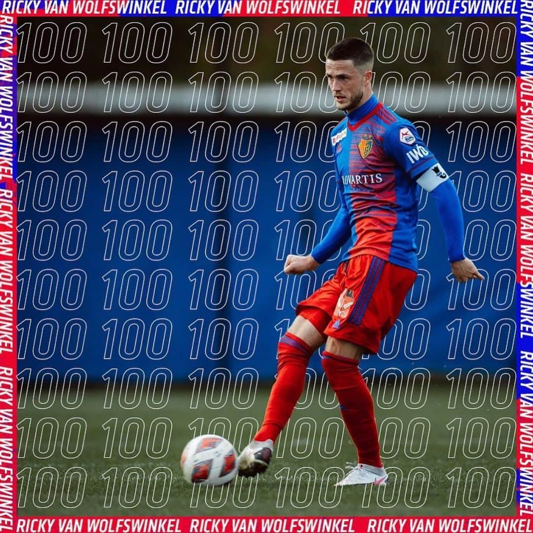 リッキー・ファン・ウォルフスウィンケルのインスタグラム：「100 games for this Amazing club On to the next 100 Danke @fcbasel1893  🔴🔵」