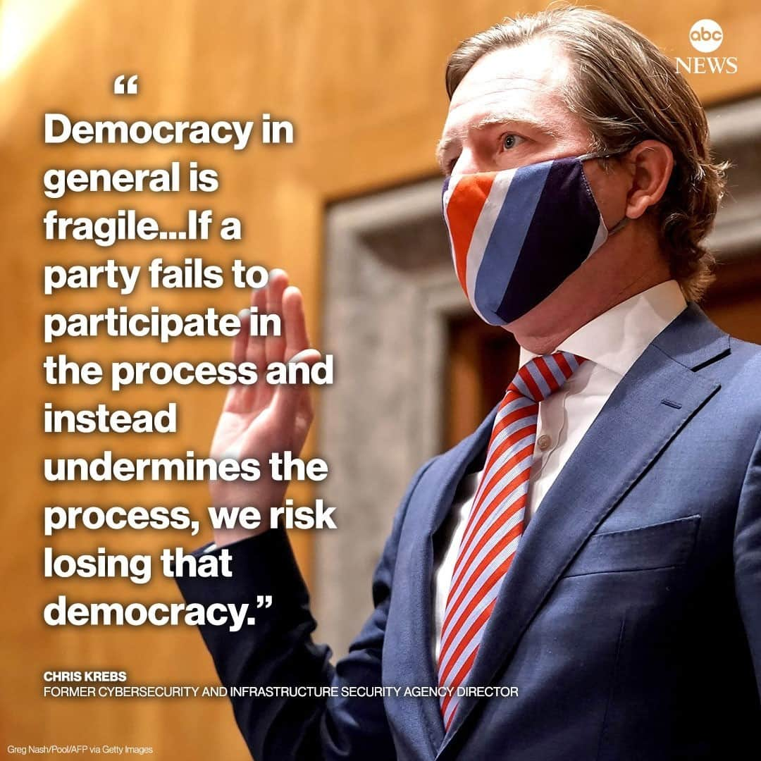 ABC Newsさんのインスタグラム写真 - (ABC NewsInstagram)「"Democracy in general is fragile," former election security official Chris Krebs testified today. "If a party fails to participate in the process and instead undermines the process, we risk losing that democracy." #chriskrebs #elections #election2020 #donaldtrump #joebiden⁠ ⁠ Read more at LINK IN BIO.」12月17日 6時14分 - abcnews