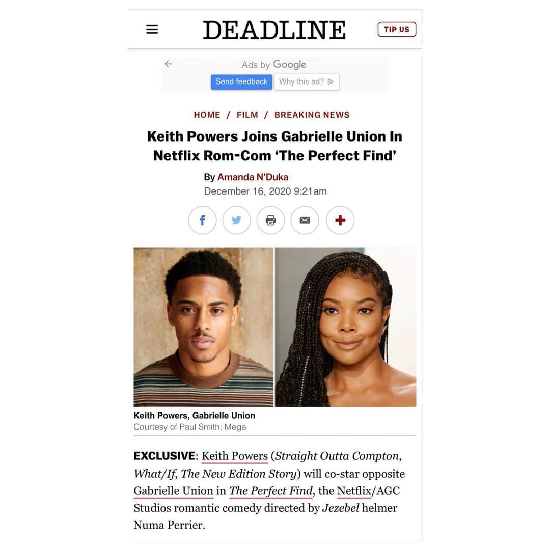 キース・パワーズのインスタグラム：「All glory to God. Any win of mine is a win for 916. Thank you @gabunion, @producertommy, @missnuma, Holly Fleischer and @netflix for believing in me. Can’t wait to get to work. 🙏🏿❤️」
