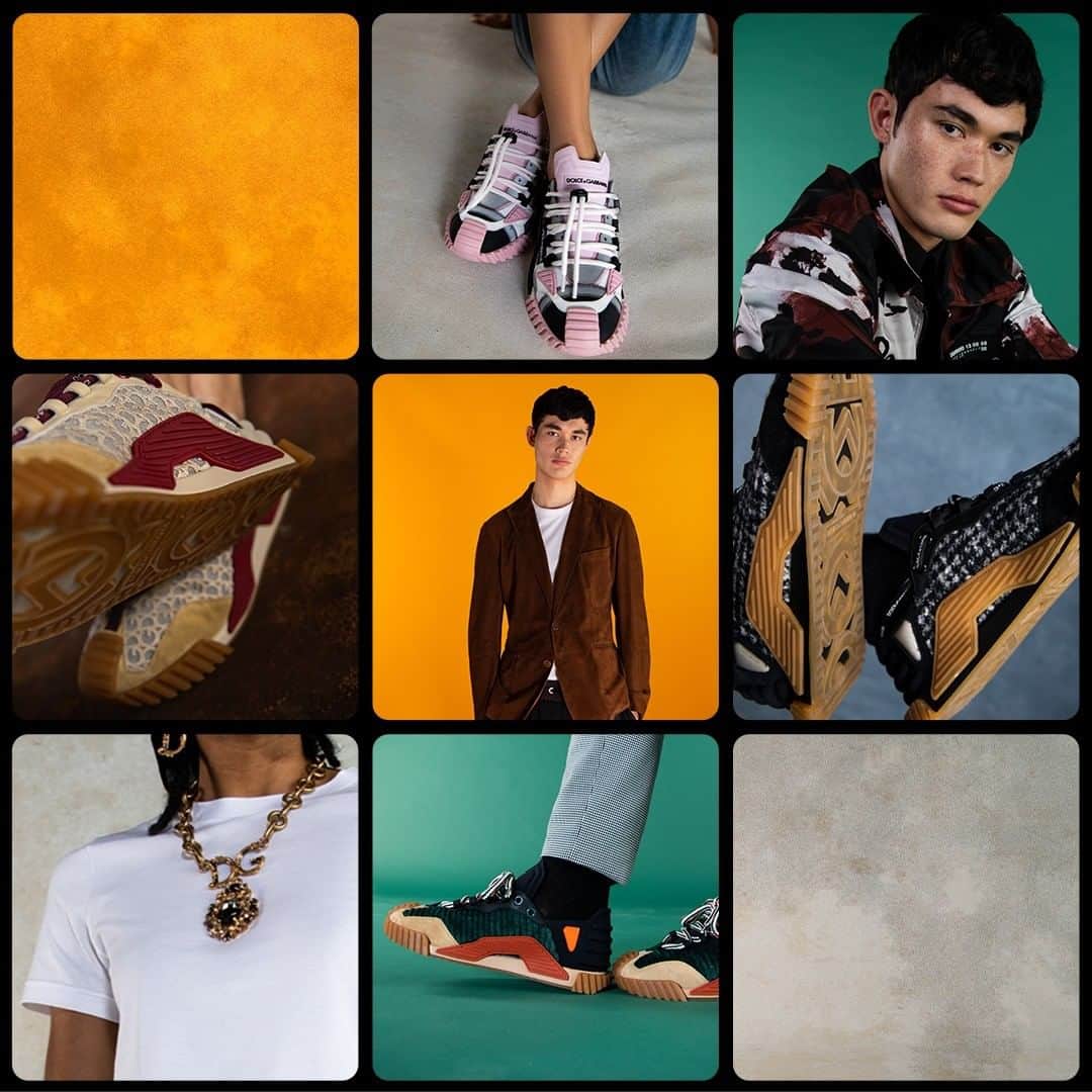 のインスタグラム：「#DolceGabbana together with Hypebeast and Hypebae unveil the latest release of the bold #DGNS1 sneakers.   The editorial’s mixing and matching of shots mirrors the NS1’s contrasts of materials and colours.   Discover more at the link in bio.」