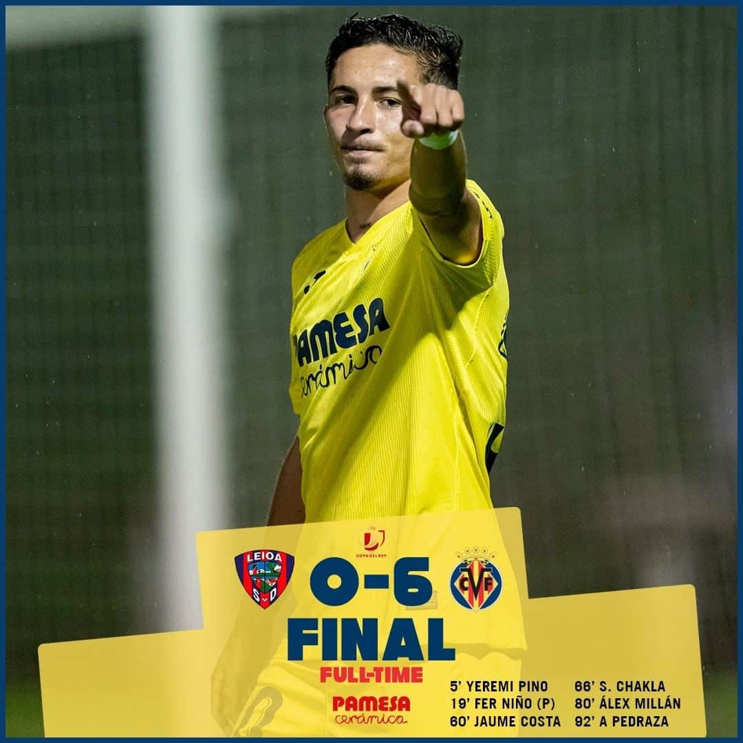 ビジャレアルCFのインスタグラム：「¡FINAL EN SARRIENA! El Submarino supera a la @sdleioa_oficial y estará en la siguiente ronda tras un partido completo del conjunto de @unaiemery_, que hizo valer su calidad ante unos vizcaínos que lo han dado todo en el campo. . FULL-TIME AT SARRIENA! The Submarine beat @sdleioa_oficial and will be in the second round of the cup after a competed performance by @unaiemery_’s side, who showed their quality against a Basque side who gave everything. . #Villarreal #futbol #football #soccer #CopaDelRey」