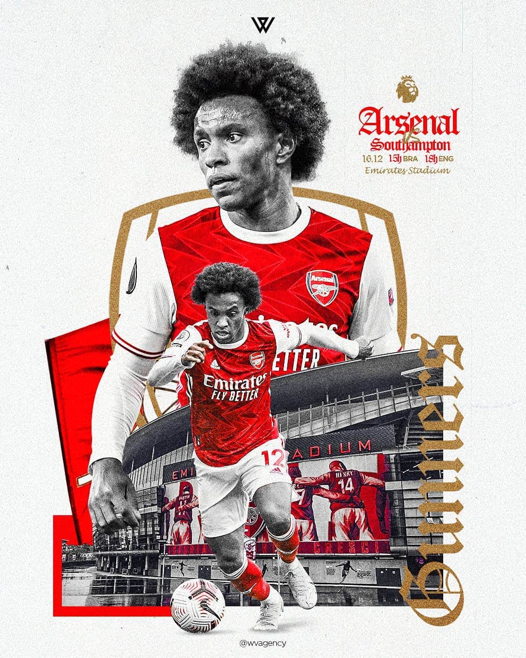 ウィリアンのインスタグラム：「Matchday 🙏 #matchday #arsenalfc #premierleague #W12」
