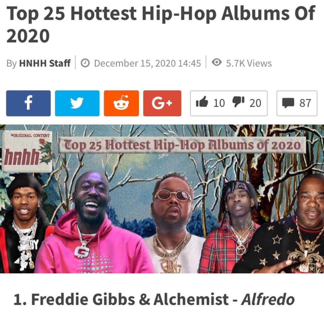 Freddie Gibbsのインスタグラム：「@hotnewhiphop 🍝🏆 #ALFREDO」