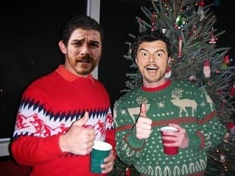 Adventure Clubのインスタグラム：「This isn’t photoshop, it’s just from the future. We’re throwing a holiday party on zoom! Album sneak peeks! Surprise guests popping in to chat! AMA! Maybe even a house tour?  Get access to our super special zoom Christmas party (on 12/23) by purchasing 1 of 100 sweaters at 10am PST, so make sure you're ON it. Did we mention that it’s FREE 2-day shipping today only? Seeee you there! // Merch link in bio」