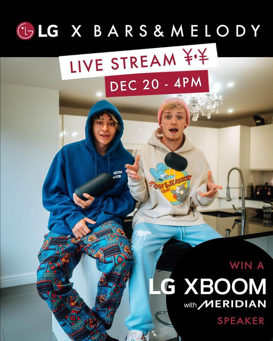 Bars and Melodyさんのインスタグラム写真 - (Bars and MelodyInstagram)「Make sure you tune into our livestream with @lg_uk this Sunday at 16.00 GMT!!  More info coming tomorrow!   ¥•¥」12月17日 3時59分 - barsandmelody