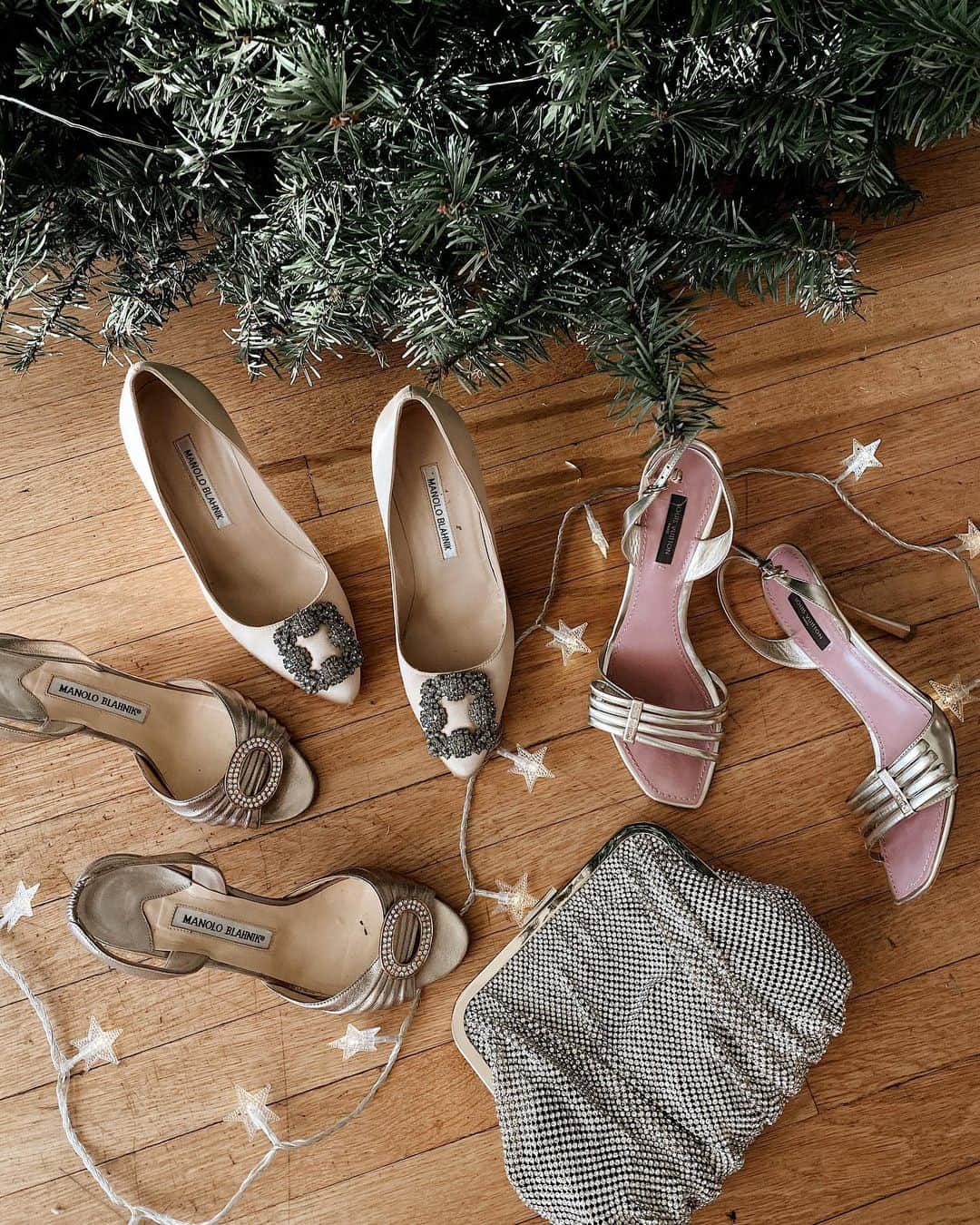 Collage Vintageのインスタグラム：「Party shoes! 🤍 I didn’t invest in any new pair of festive shoes for these holidays I love the ones that I already have and I know I’ll wear them for so many years! What are your all time favorite shoes? 🥂」