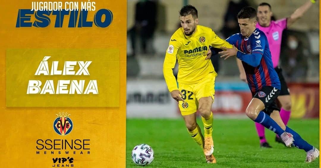 ビジャレアルCFのインスタグラム：「¡Hasta TRES asistencias de gol ha dado @alexbbaena en el estreno de la #CopaDelRey 👏!  Por ello, es el Jugador con Más Estilo de @vips_jeans y @Sseinse. ¡JUGÓN 🤩! . With THREE assists, @alexbbaena impressed in our first #CopaDelRey appearance of the season! 👏 . Because of that, @vips_jeans and @sseinse’s Most Stylish Player goes to him. What a performance 🤩! . #Villarreal #futbol #football #soccer」
