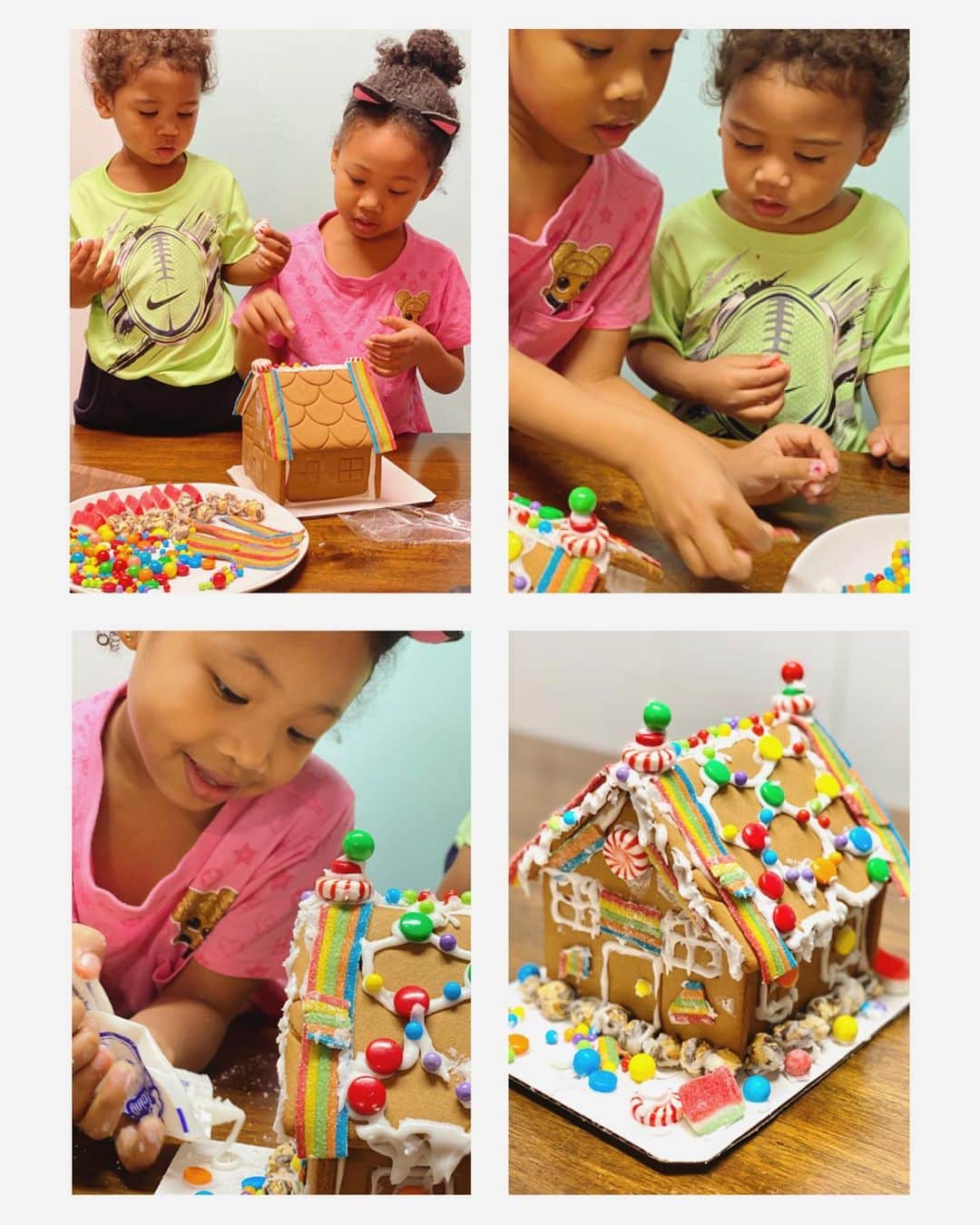 中鉢明子さんのインスタグラム写真 - (中鉢明子Instagram)「🎄Our Gingerbread House 2020✨#gingerbreadhouse #parenting #newyork #christmas 付属のキャンディーにおうちにあったチョコレートポップコーンやグミなどかき集めて #おかしのいえ #ジンジャーブレッドハウス #ニューヨーク #クリスマス #子育て」12月17日 11時33分 - akiko_harlem
