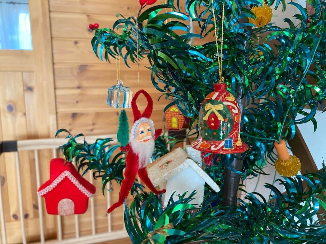 aco.さんのインスタグラム写真 - (aco.Instagram)「2020.12.17  12月の#リビング  #クリスマスツリー は 12月に入った頃に出しましたが #クリスマス の#手ぬぐい額 を やっと飾りました  ツリーは母が子供の頃の年代物で 私も子供の頃からずっと飾ってきたもの🎄  今時の物に憧れるけど 手放す事ができないものです  飾りは劣化して減ってきたので 数年前から毎年一つ買い足しています  今年は（去年も）nico and…のベル型のものを🔔  昭和のやる気のないサンタさんも現役です🎅 （絶対仕事する気ないよね） . . . 今週に入って急に寒くなったけど 今朝はうーーーっすら 雪が積もっていました  ほとんど雪の降らない地域なので そんな程度で大騒ぎです笑  先週までに 大掛かりな大掃除は済ませたので 少し気が楽ですが 気が抜けてしまったのか 今週はのんびりしてしまっています  少し冷え込みがマシな日を狙って 残りのカーテン洗濯と 拭き掃除をしてしまいたい  今週は年賀状をやる！と 心に決めていたのに 写真整理が出来て無さすぎて 写真を選ぶところでつまづいてます😂 あー頑張ろ💪  昨日は これはヤバいと思うくらいの肩凝りで （風邪の引きはじめとかに 　肩こりが酷くなります） 大人しく早めに寝たら治っていたけど こんなご時世なので 体調を崩しかけただけでハラハラしますね💦  息子のサッカーも年内が大詰め、 体調を崩している場合ではない😂  残りの12月も時間を上手に使って 有意義に過ごしたいです✨ . . . 2枚目は動画🎥  エアコンの風で#モビール がよく揺れて 癒されます☺️  娘の出産祝いに友達がくれた物だけど 娘も毎朝「あ！あ！」と 初見か！？というほど指差してます笑 . . . モビール、手ぬぐい額などなど @aco.chaaaaan の楽天roomに載せてます♪ . . . . . #aco季節を楽しむ暮らし .」12月17日 13時45分 - aco.chaaaaan