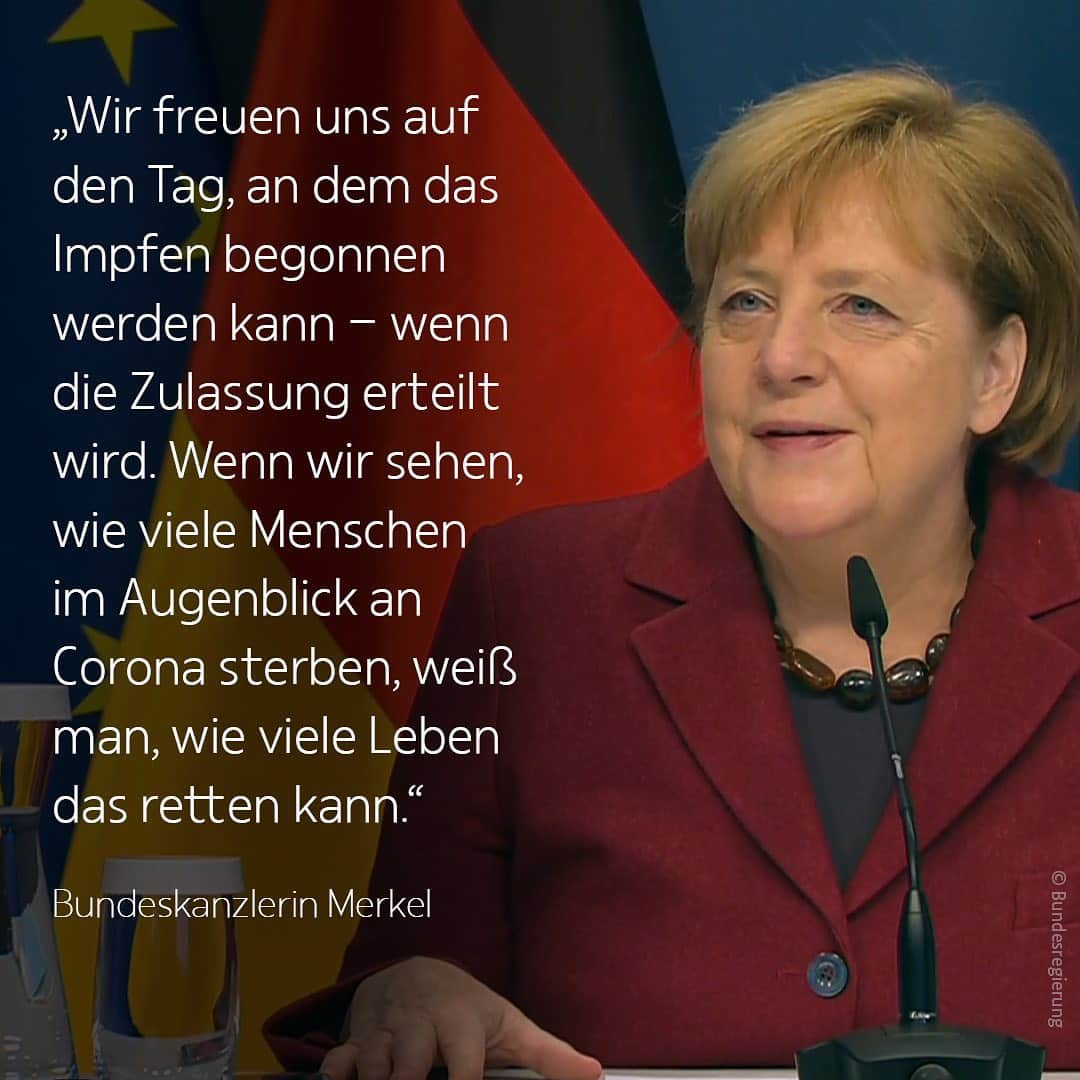 アンゲラ・メルケルのインスタグラム：「„Sie haben an Ihre Technologie geglaubt und die Flinte nicht ins Korn geworfen“, hat Kanzlerin Merkel im Gespräch mit den Biontech-Gründer Özlem Türeci und Uğur Şahin deren Arbeit gewürdigt. Die erfolgreiche Entwicklung der Corona-Schutzimpfung in Deutschland verdeutliche, wie wichtig Forschungsförderung und Investitionen in Wissenschaft und Forschung sind. --- "You believed in your technology and didn't throw in the towel," Chancellor Merkel said in praise of the work of Biontech founders Özlem Türeci and Uğur Şahin. The successful development of the Corona vaccine in Germany illustrates the importance of research funding and investment in science and research.」