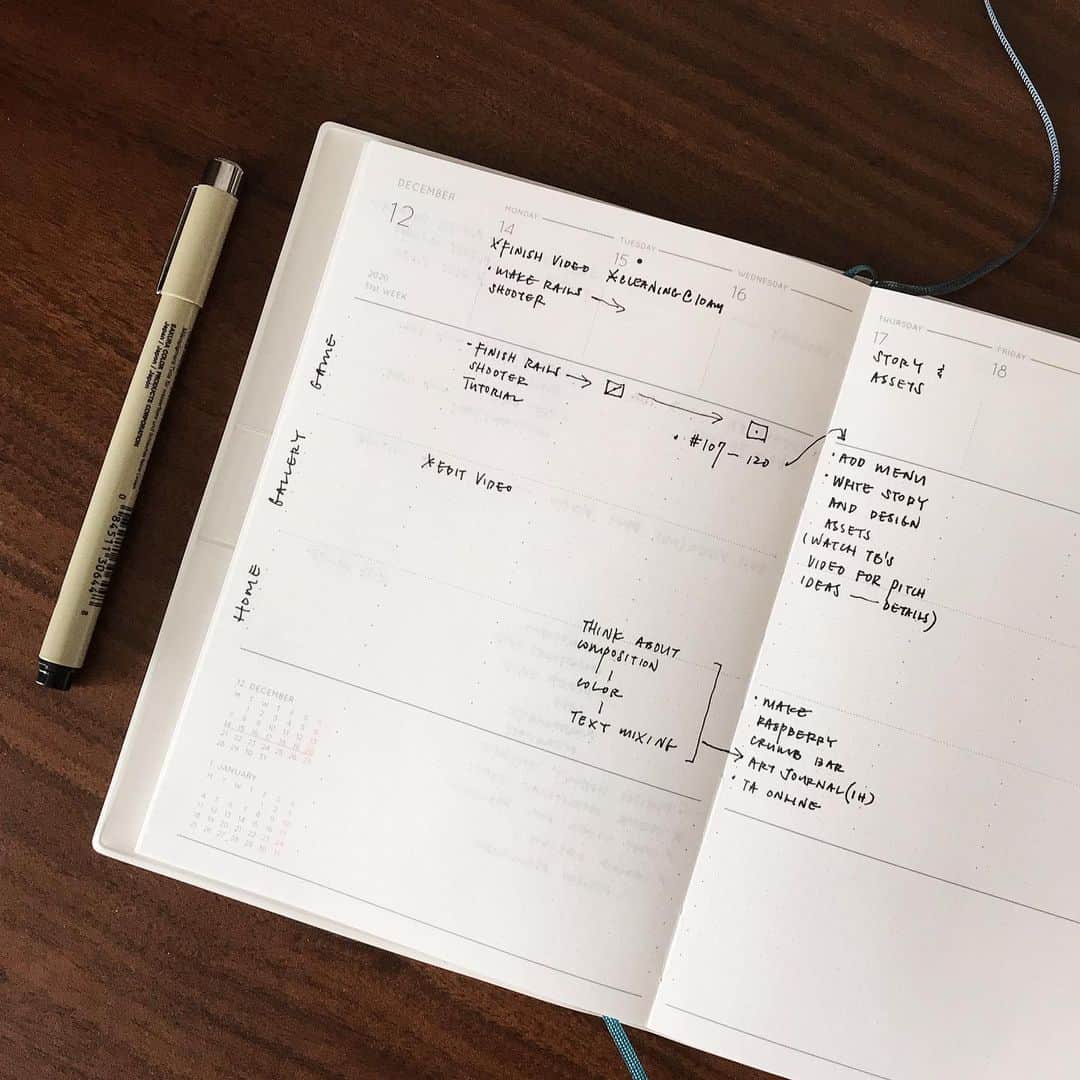 Dara M.さんのインスタグラム写真 - (Dara M.Instagram)「A last minute addition to my 2021 line up. This is a hightide planner I picked up from @mcnallyjackson while browsing for Christmas presents last week. I really like that this weekly has a free form section in the middle that I can use for vertical by day planning, horizontal by category planning or just lists and doodling. #plannercommunity #2021 #stationary」12月18日 1時12分 - gothamhaus