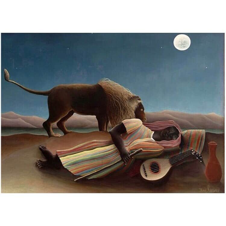 のインスタグラム：「#henrirousseau #thesleepinggypsy #1897 ☕️」