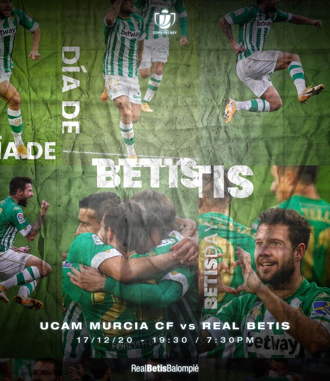 レアル・ベティスさんのインスタグラム写真 - (レアル・ベティスInstagram)「¡Hoy es diferente! 🙌 ¡Hoy es #DíaDeBetis! 🏆💚  📍 Primera ronda de la #CopaDelRey 🆚 @ucammurcia_cf  🏟 BeSoccer La Condomina ⏰ 19:30h 📺 @cuatrotv  -- Today is different! 🙌 Today is a #BetisDay! 🏆💚  📍 First round of #CopaDelRey 🆚 @ucammurcia_cf  🏟 BeSoccer La Condomina ⏰ 7.30 p.m. (CET)」12月17日 17時53分 - realbetisbalompie