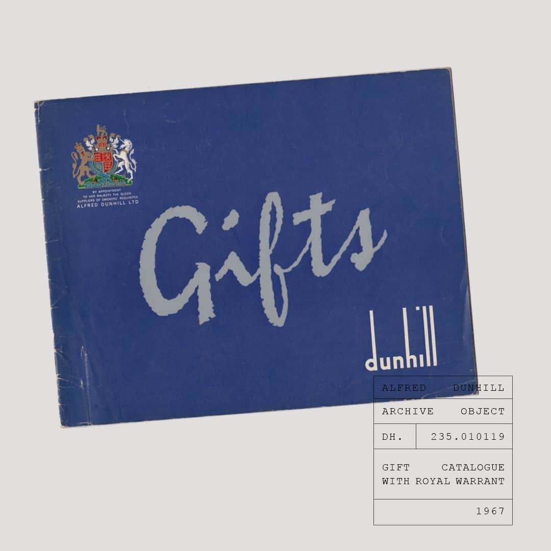 のインスタグラム：「ARCHIVE⁠ "Gifts" catalogue from 1967 with royal warrant from the dunhill archive.⁠ Festive inspiration for the season. For gift-giving ideas head to our Instagram shop or visit us in store or online. #dunhill」