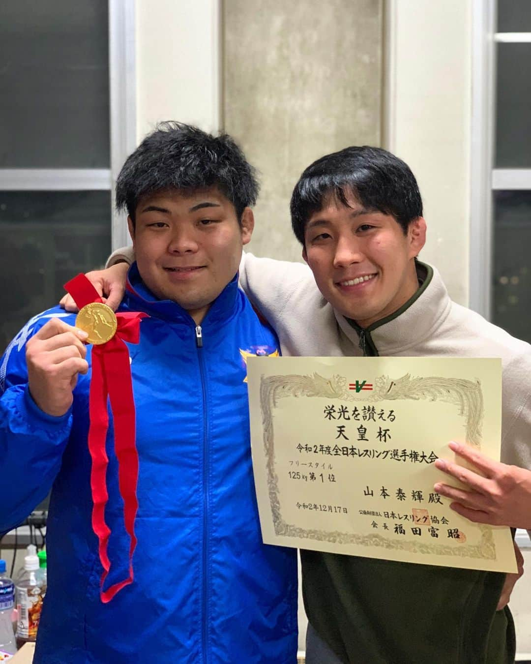 乙黒圭祐のインスタグラム：「天皇杯優勝おめでとう🎉  泰輝の決勝観てからトレーニングしたから刺激もらって、いつもより全種目1setずつ多くやったよ😤」