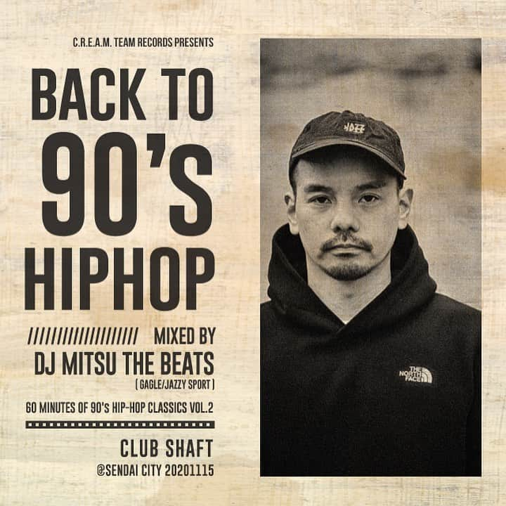 クリームチームレコードのインスタグラム：「Let's Back In The Dayz!   60 Minutes of 90's HIP-HOP Classics Vol.1 by DJ MITSU THE BEATS" was released on November 20, 2020, and became a big topic of conversation as soon as it was announced. Vol. 2 will be released before the excitement dies down! This time, too, only 90's HIPHOP songs will be selected. We dug through all the records in the house and selected 100 records. All the classics that couldn't be included in Vol. 1 are back!  The show will be released on Wednesday, December 30, 2020 at 21:00. Subscribe to the channel now!  The title is "60 Minutes of 90's HIP-HOP Classics Vol.2""  Free YouTube live December 30 at 9pm.  Subscribe now! https://youtu.be/-M1xGDy9CSc  #90shiphop #creamteamrecords #djmitsuthebeats」