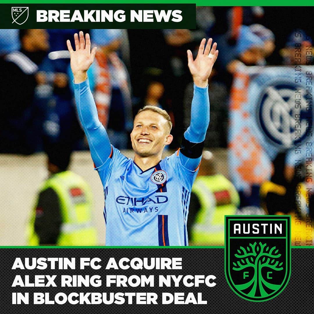 Major League Soccerさんのインスタグラム写真 - (Major League SoccerInstagram)「🚨 @austinfc acquire @nycfc's @alexringofficial in exchange for up to $1.25 million in GAM. #VERDE」12月18日 2時55分 - mls