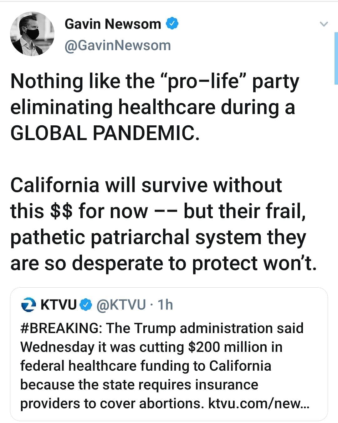 のインスタグラム：「I cant with this shit anymore #mybodymychoice #abortionishealthcare @gavinnewsom 🤭🤔🙄😒😏😶😑😐🤨」