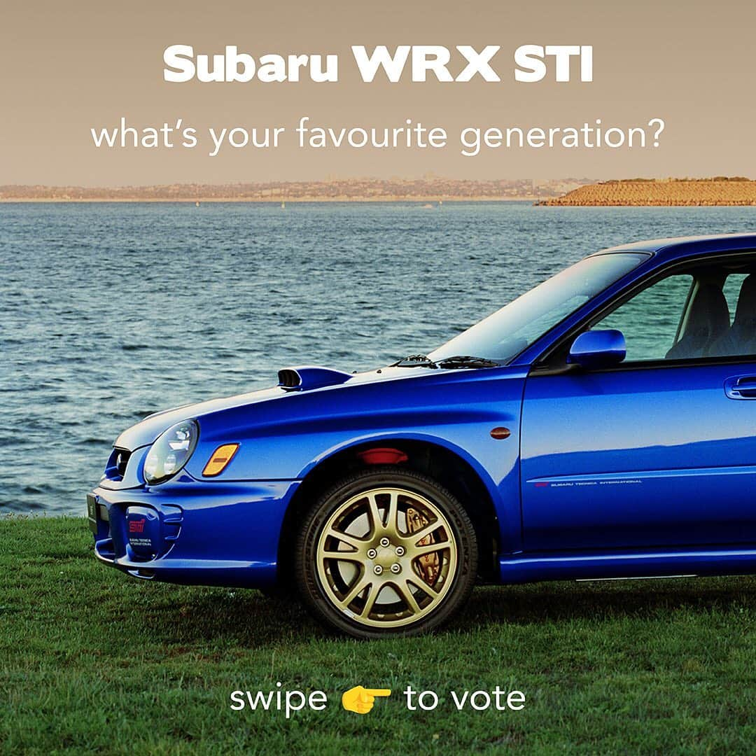 Subaru Australiaのインスタグラム：「Which is your favourite generation? 🚘  With 10,000 models sold in Australia and more than 22 years of innovation behind it, the Subaru WRX STI has been the ultimate performance icon over 4 generations.  Which tops your list? Vote in the comments 😊  #Subaru #WRXSTI #SymmetricalAWD #Boxer #Rallycar #10kfollowers」