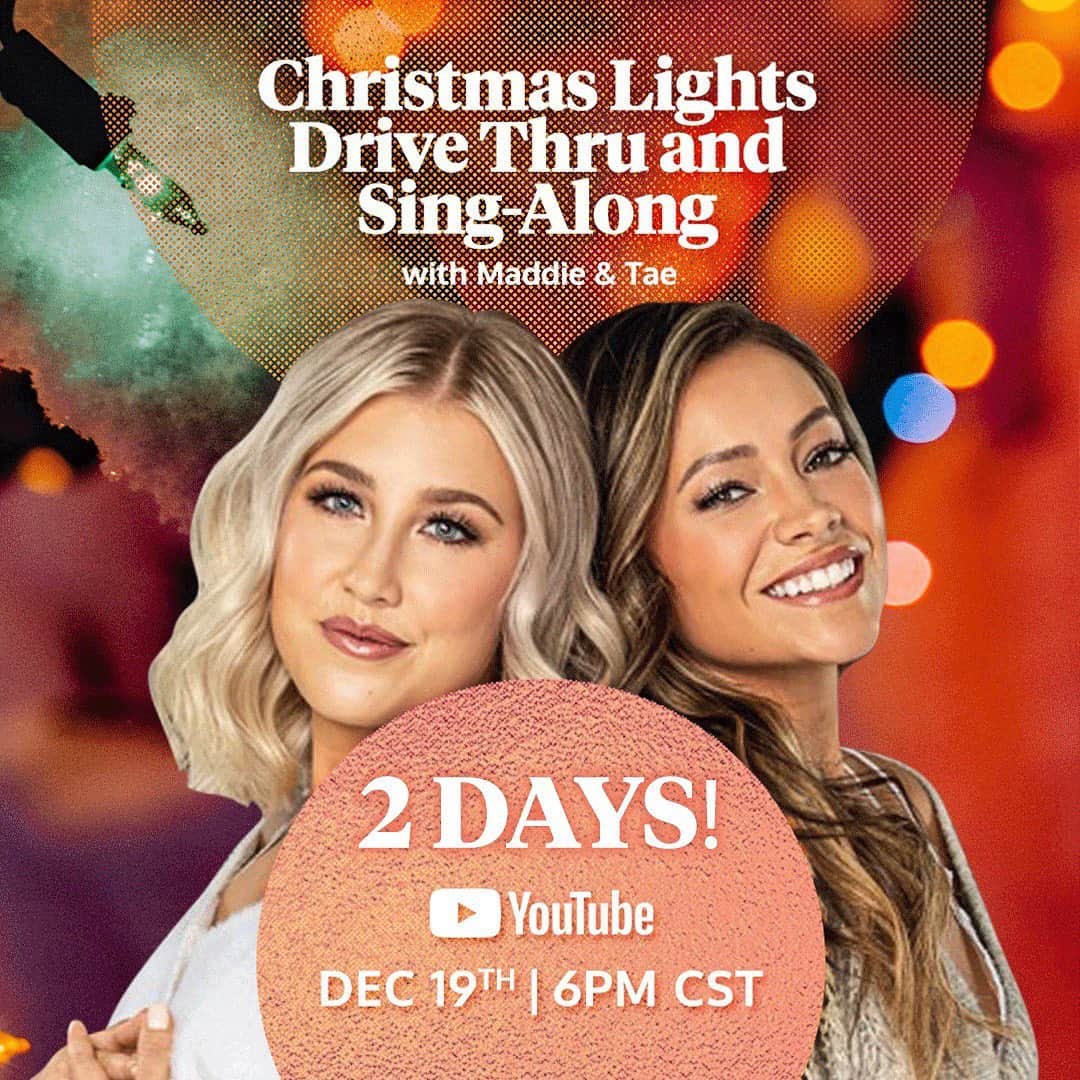 Maddie & Taeのインスタグラム：「We're just two days away from our holiday livestream! Christmas lights, music and more. Visit the link in our bio to set a reminder! 🎄❄️」