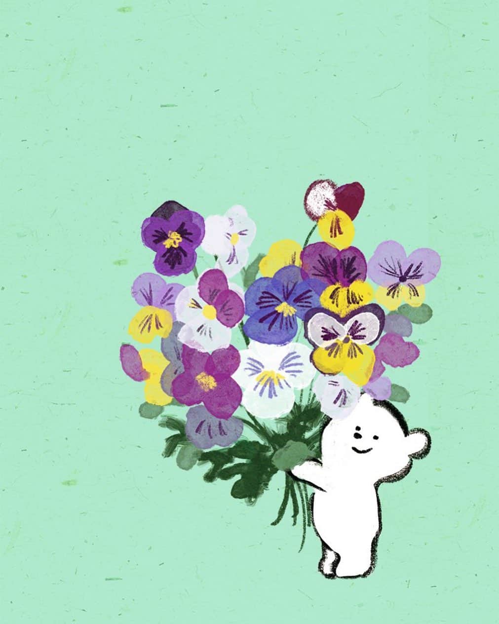 のインスタグラム：「大好きな花 #ビオラ#illustration #momoro#ももろ#イラスト#花#花のある暮らし #garden #gardening #biola」