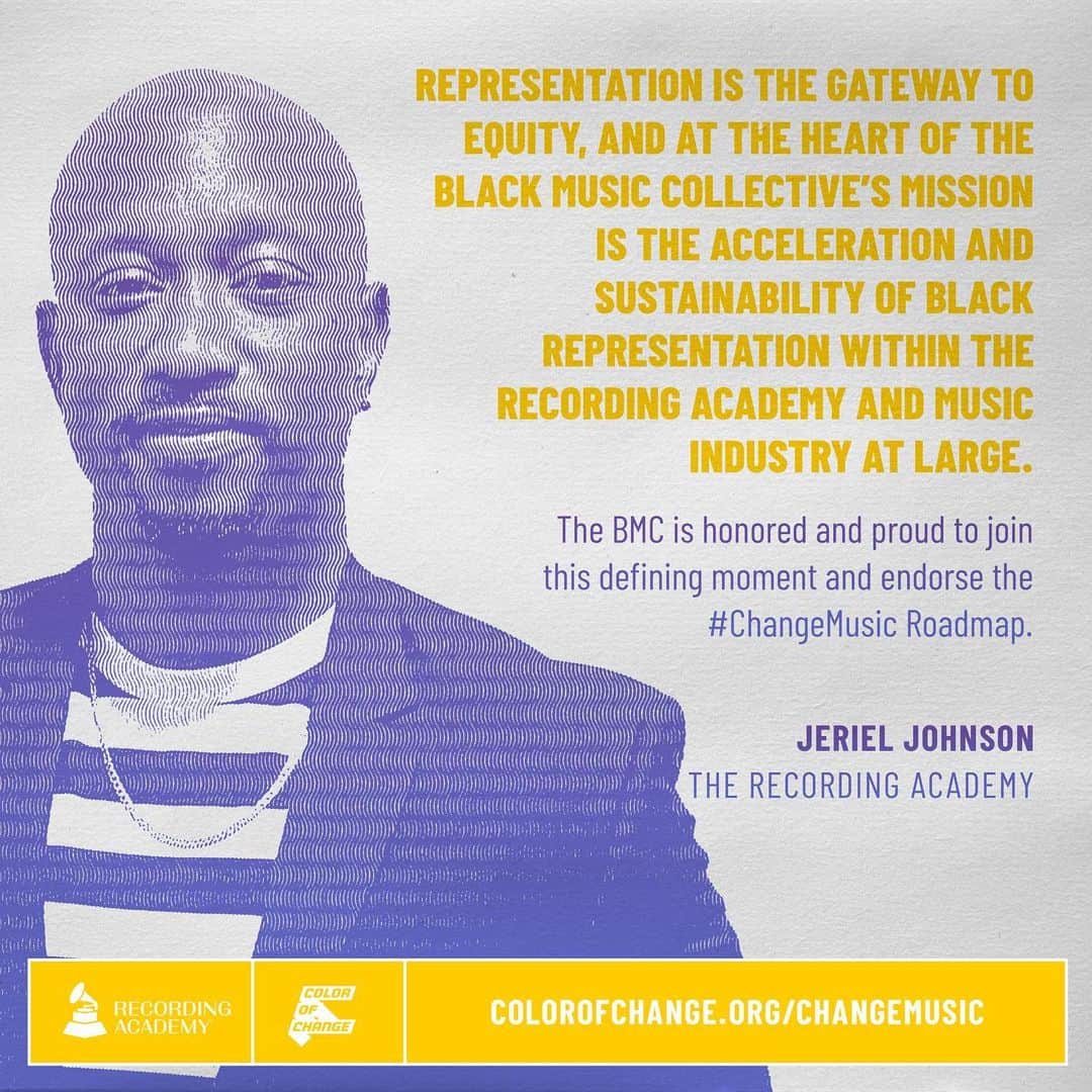 The GRAMMYsさんのインスタグラム写真 - (The GRAMMYsInstagram)「We thrilled to announce the latest step forward in our partnership with @ColorOfChange with the release of the #ChangeMusic Roadmap.  The Change Music Roadmap urges the industry to change patterns of exclusion and degradation and take action toward progress through the following:  1️⃣. Invest in Black talent + careers by supporting retention and training measures for Black people.  2️⃣. Commit to transparent reporting of Black representation by conducting a third-party and public-facing diversity audit and annually reporting pay disparities.  3️⃣. Align and partner with the Black community by contracting with Black-owned and Black-led businesses and partnering with brands that are in alignment with anti-racist social justice values.  4️⃣. Promote civic advocacy and participation by giving employees paid time off to participate in national elections.  5️⃣. Invest in Black safety by aligning with and supporting current calls around reexamining the role of police in Black communities and addressing structural issues in the criminal justice system.  #Linkinbio for more information.」12月18日 7時13分 - recordingacademy