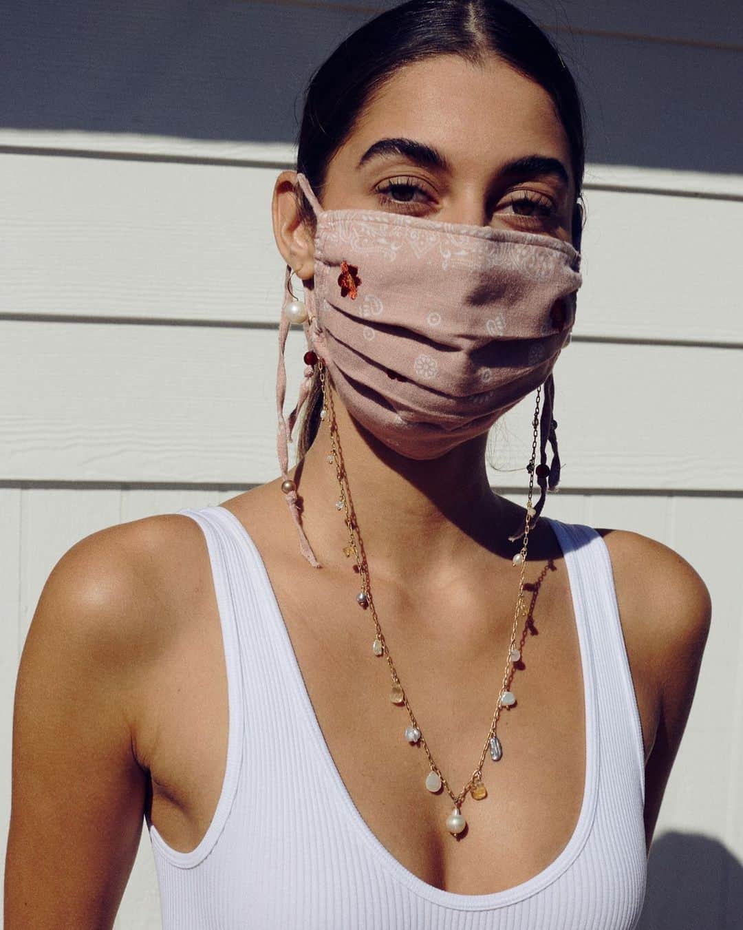 チャンルーのインスタグラム：「Your most valuable accessory gets some shine 💫Tap to shop embroidered masks and sparkly mask chains!」
