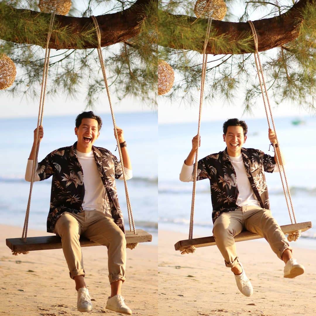 アイス・サランユーのインスタグラム：「เจ้าอ้วงงง Vs เจ้าหลาว Sarunyu is Happy🥰🤗 At #หาดเจ้าหลาว  #จันทบุรี  เวลามาร้องเพลง #งานเลี้ยงภายในไว้ใจผม แล้ว  นอกจากความสุขที่ได้ร้องเพลงให้คนฟังแล้ว ยังมีความสุขที่ได้เดินทาง ทั่วประเทศไทยด้วย  #เที่ยวทั่วไทยกับไอซ์ศรัณยู  📷 By น้องตาล & น้อง @earnnyxious」
