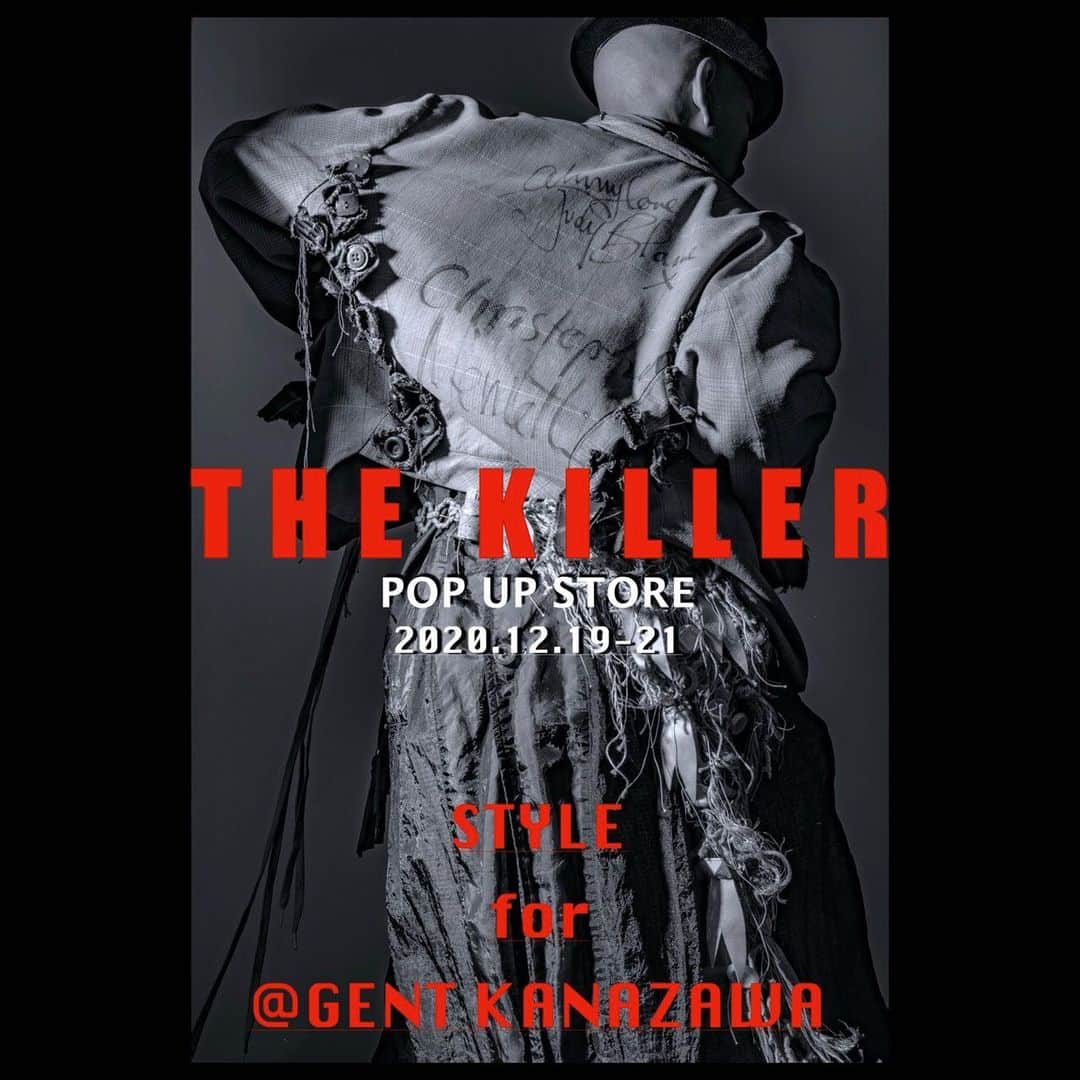 LAUNCHのインスタグラム：「THE KILLER -POP UP STORE- STYLE for @Gent_kanazawa  2020.12.19(sat)-21(mon) 12:00-19:00 at Gent Kanazawa  東京を中心として活動するファッション集団“THE KILLER”のリーダーで石川県出身のKIPSSOによるPOP UP STOREを開催。 金沢のセレクト古着屋GENT 3Fフロアのリニューアルに伴い、THE KILLERによる独自の80s-00sのデザイナーズアーカイブをセレクトし、新たなKILLER STYLE、CULTUREを北陸のファッションキッズに向けて提案する。 ここだけでしか見られないスペシャルなデザイナーズアーカイブをご用意致しております。  KIPSSO @kipsso_kokikitaura THE KILLER @thespirit_mag  -GENT KANAZAWA- 〒920-0981 石川県金沢市片町1-12-23 北國電材ビル 3F Gallery Space 076-254-6035」