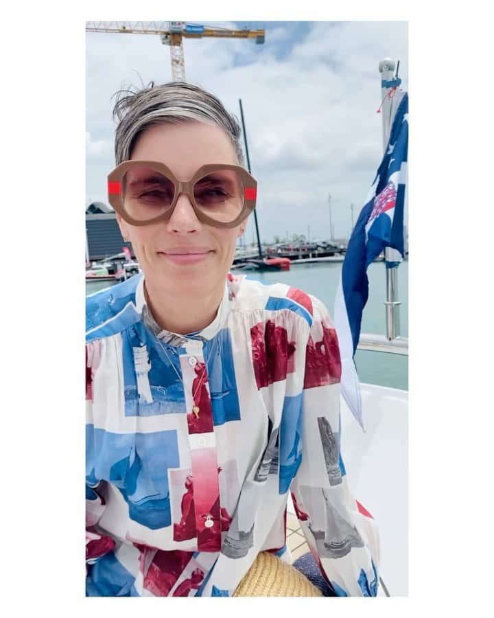 カレンウォーカーのインスタグラム：「Karen’s out with the Royal New Zealand Yacht Squadron @RNZYS today for day 2 of @americascup #ACWSAuckland.」