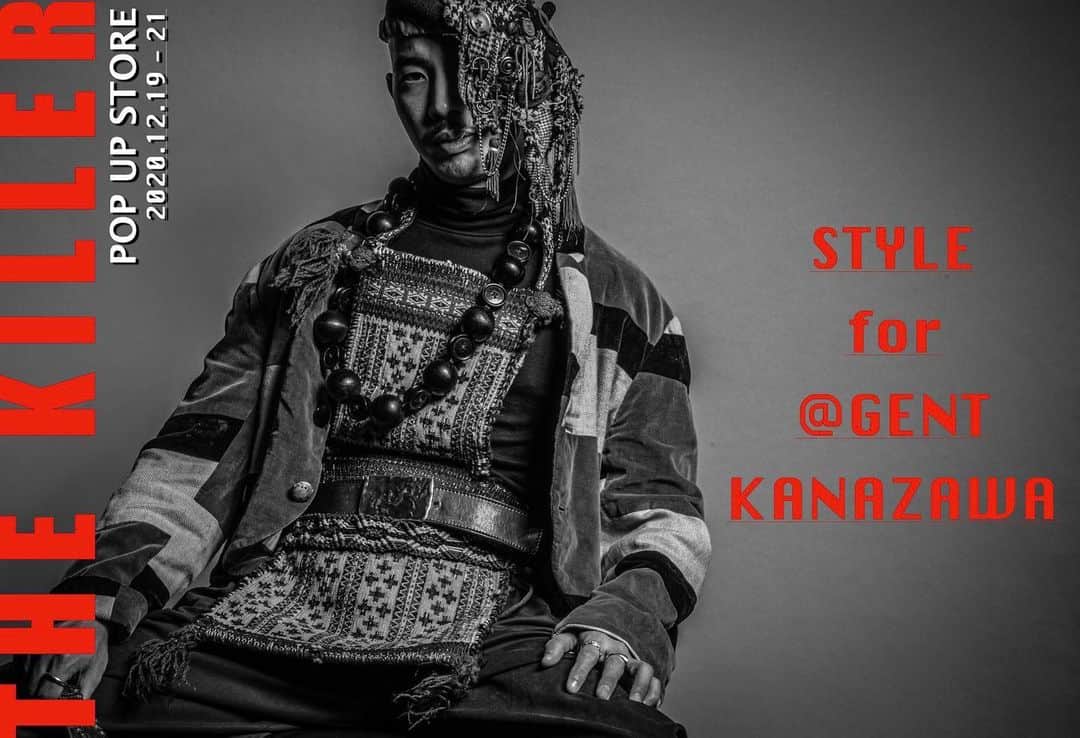 LAUNCHのインスタグラム：「THE KILLER -POP UP STORE- STYLE for @Gent_kanazawa  2020.12.19(sat)-21(mon) 12:00-19:00 at Gent Kanazawa  東京を中心として活動するファッション集団“THE KILLER”のリーダーで石川県出身のKIPSSOによるPOP UP STOREを開催。 金沢のセレクト古着屋GENT 3Fフロアのリニューアルに伴い、THE KILLERによる独自の80s-00sのデザイナーズアーカイブをセレクトし、新たKILLER STYLE、CULTUREを北陸のファッションキッズに向けて提案する。 ここだけでしか見られないスペシャルなデザイナーズアーカイブをご用意致しております。  KIPSSO @kipsso_kokikitaura THE KILLER @thespirit_mag  -GENT KANAZAWA- 〒920-0981 石川県金沢市片町1-12-23 北國電材ビル 3F Gallery Space 076-254-6035」