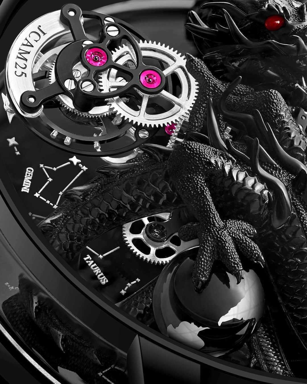Daily Watchさんのインスタグラム写真 - (Daily WatchInstagram)「All Black! ⚫️ The @Jacobandco Astronomia Tourbillon Black Dragon with stunning all-black aesthetic. The double-axis tourbillon is protected by a hand-engraved dragon with rubies for eyes 🐉 #Jacobandco」12月18日 16時57分 - dailywatch