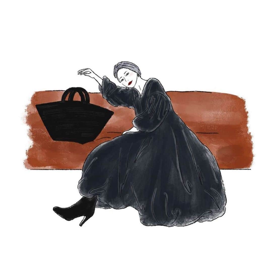 JUNNAのインスタグラム：「可愛いイラスト  ありがとう🥺✨  #etretokyo #バルーンスリーブフレアワンピース」
