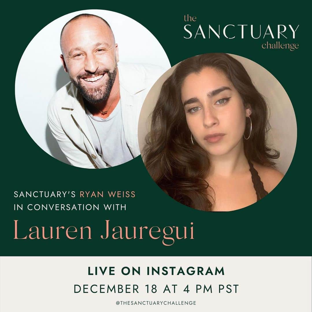 ローレン・ハウレギさんのインスタグラム写真 - (ローレン・ハウレギInstagram)「Doing a live today with my friend @wakingupwithryan for @thesanctuarychallenge which is an amazing challenge Ryan has worked really hard on to get us all aligned with self-care and more acquainted with holding ourselves accountable for our damn selves! We’re gonna be discussing a lot of beautiful things so come join us if you’re able!✨💕 it will be held on @thesanctuarychallenge ‘s page BTW so turn on ur notifications! It’s at 4pm PST/ 7pm EST (says it on the flyer Bbies lol)」12月19日 4時47分 - laurenjauregui