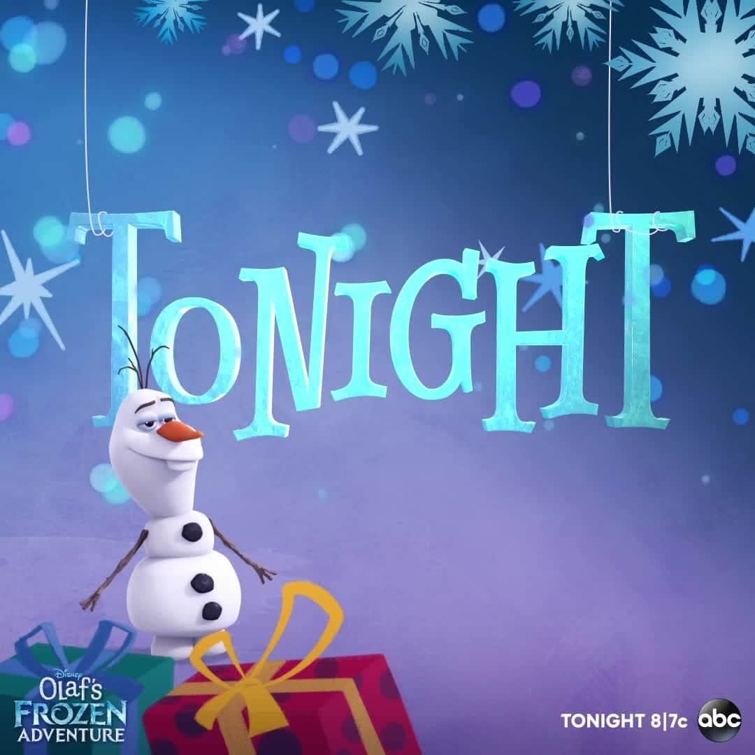 アメリカン・ブロードキャスティング・カンパニーのインスタグラム：「Happy, merry, holly, jolly season's greetings here! Join #OlafsFrozenAdventure as he searches for holiday traditions tonight on at 8|7c!」