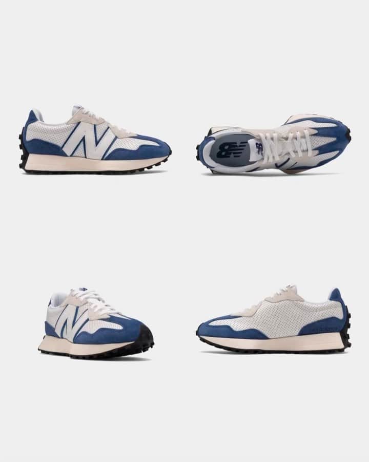 のインスタグラム：「Kicks of the Day 👟 New Balance 327 In White & 🔵 🔴 🟡 Tap the posts to shop ⏫ #toddsnyder #newbalance #newbalance327 #justin #TSxNewBalance #sneakerhead #sneakeraddict #kicksonfire #kicksoftheday」