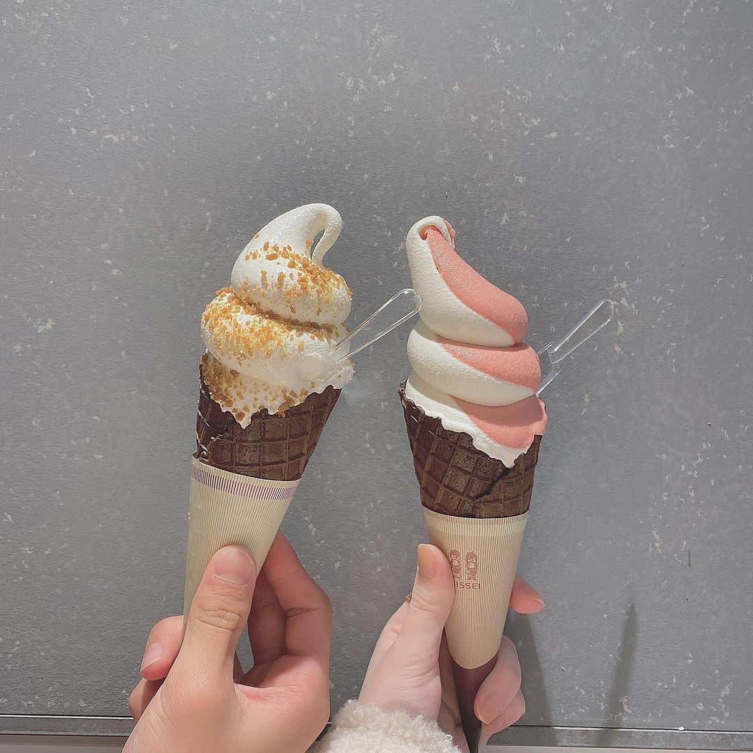 佐野心音のインスタグラム：「弟と仲良くソフトクリーム🍦（買わされた😂） * * #sweets #softcream #スイーツ #ソフトクリーム #アイス」