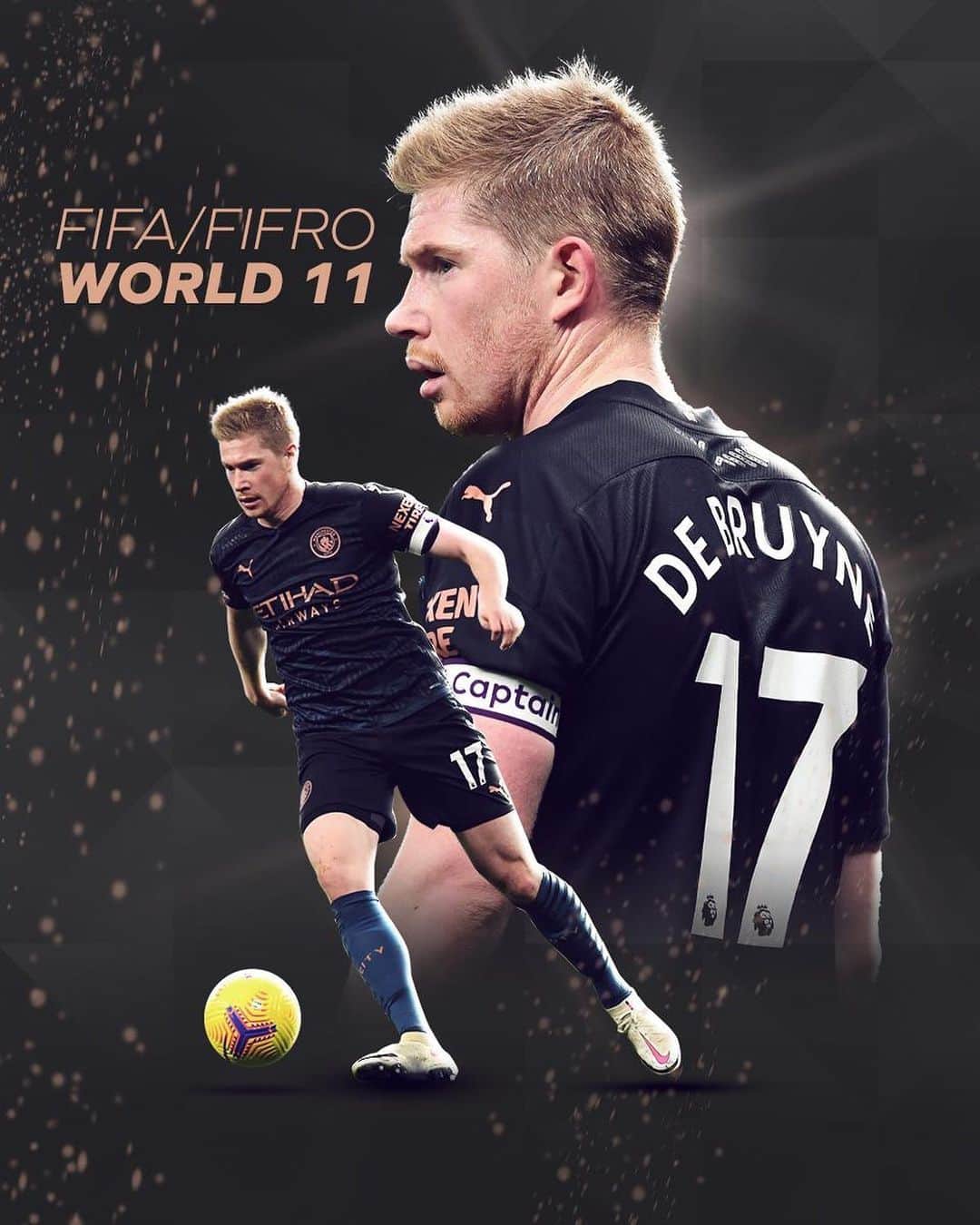ケヴィン・デ・ブライネのインスタグラム：「Proud and honoured to be named among the best! Congrats @_rl9!」