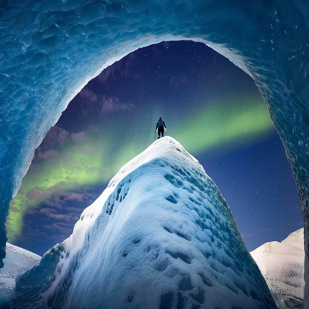 CANON USAさんのインスタグラム写真 - (CANON USAInstagram)「Photo by #CanonAmbassador @paulzizkaphoto "This is a self-portrait I shot last autumn while spending a few nights on the ice-sheet in Greenland, a place that often reunites two of my greatest passions in photography: ice and aurora. I had made note of that composition while exploring the bottom of an ice canyon in the daytime with my companions. When the aurora visited us after nightfall, I rushed back to put the image together."  📸  #Canon EOS 5D Mark IV Lens: EF 16-35mm f/2.8L III USM」12月18日 23時06分 - canonusa