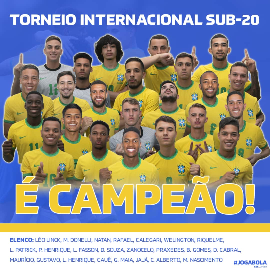 サッカー ブラジル代表チームさんのインスタグラム写真 - (サッカー ブラジル代表チームInstagram)「#SeleçãoSub20 conquista o Torneio Internacional! Time comandado por André Jardine empatou contra o Chile e, com o resultado, levou a 🏆. Parabéns! ⠀ 🇧🇷 1 x 1 🇨🇱 #BRAxCHI」12月18日 23時06分 - cbf_futebol