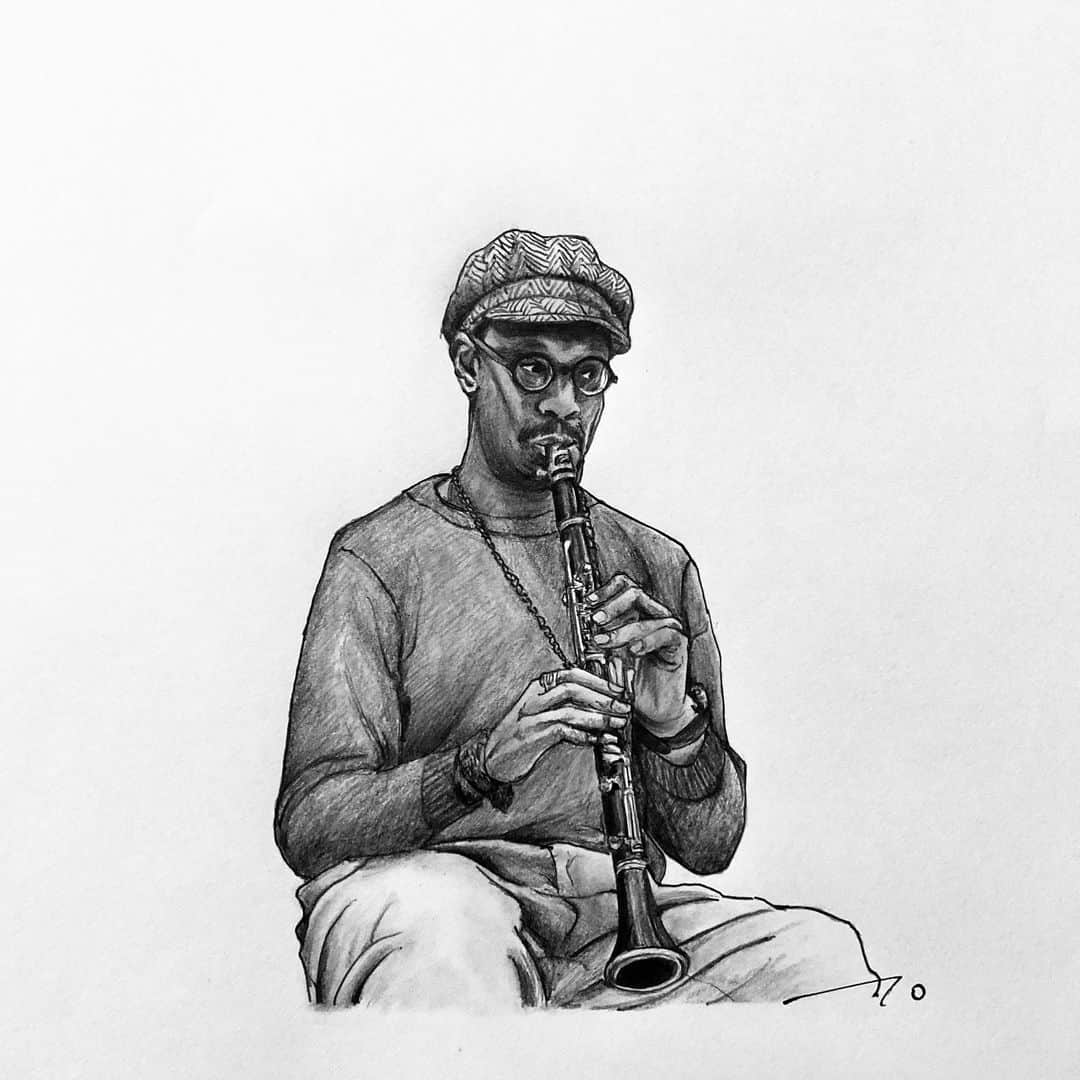 逢坂庵さんのインスタグラム写真 - (逢坂庵Instagram)「sketch1219 ・ ・ #jazz #jazzart #shabakahutchings #clarinet #pencilart #artwork #portraitsketch #monochrome #illustration #illustagram #ジャズ #シャバカハッチングス #クラリネット #ジャズクラリネット #鉛筆画 #人物画 #素描 #イラスト #イラストグラム #モノクロイラスト #ジャズ好きな人と繋がりたい」12月18日 23時17分 - ohzaka_an