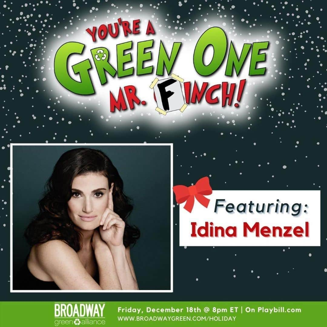 イディナ・メンゼルのインスタグラム：「#Repost @wicked_musical ・・・ We’re thrillified tonight is finally here. 💚❄️ Tune in on @Playbill at 8PM ET tonight to watch @idinamenzel and more of your Broadway favorites perform in @broadwaygreenalliance’s “You’re a Green One, Mr. Finch!” to benefit a more sustainable future. #WICKED」